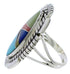 Southwestern Multicolor Inlay Sterling Silver Ring Size 6-3/4 TX40763